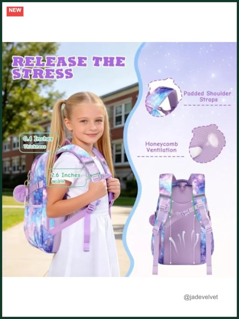 Girls Backpack with Pendant, 15.6